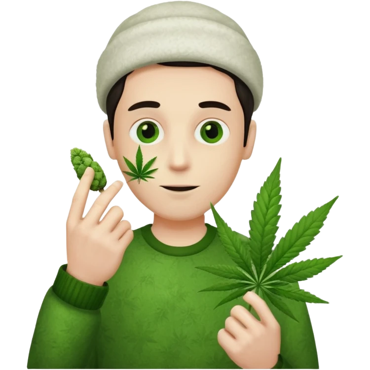 gang dealer white with cannabis on a hand emoji