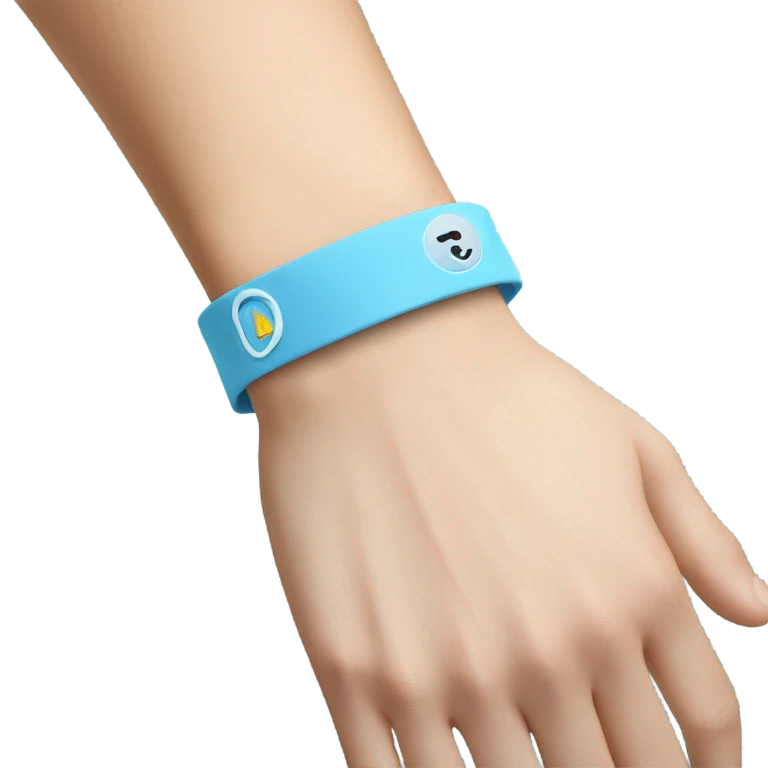 Light blue wristband on wrist  emoji