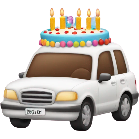 Birthday cake in car emoji