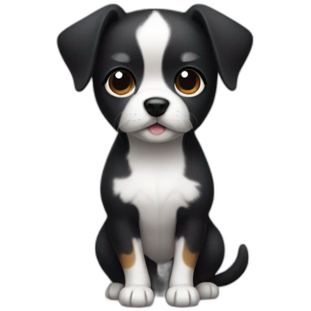 Black small dog with White spot in the belly emoji