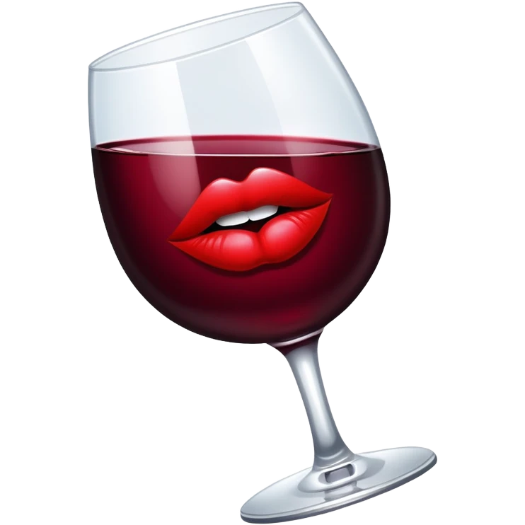 Vino con beso en la copa emoji