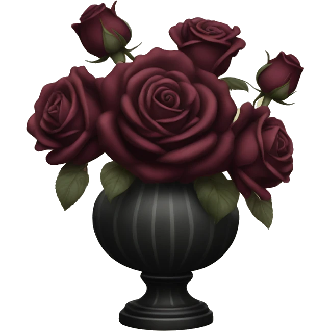 Vintage black and burgundy roses in vase emoji