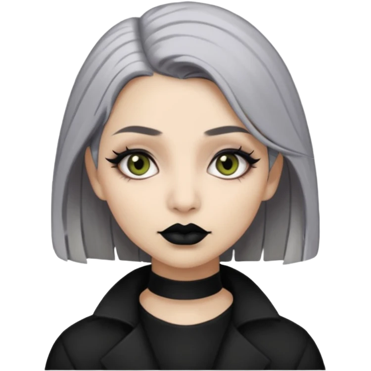  Beige olive skin  grey hair black lips goth girl emoji
