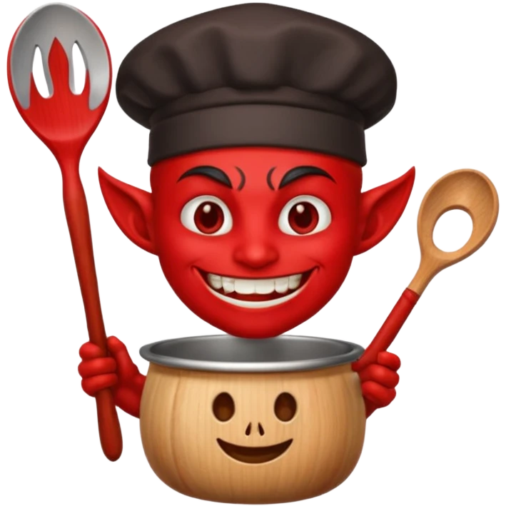 Cooker like demon with a smile and wooden spoon emoji