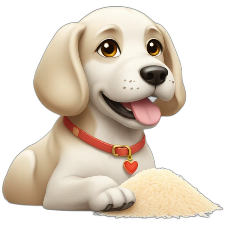 dog with rice and love emoji