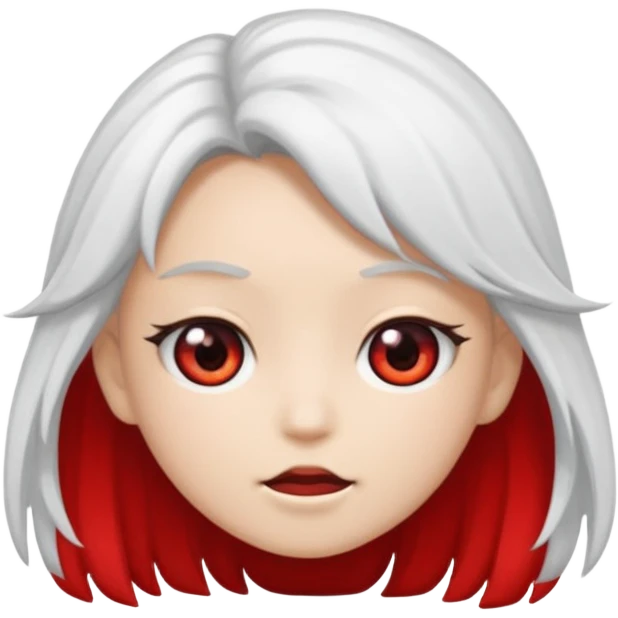 Faca um emoji com cabelo branco de anime e um dos olhos pretos com o meio vermelho emoji