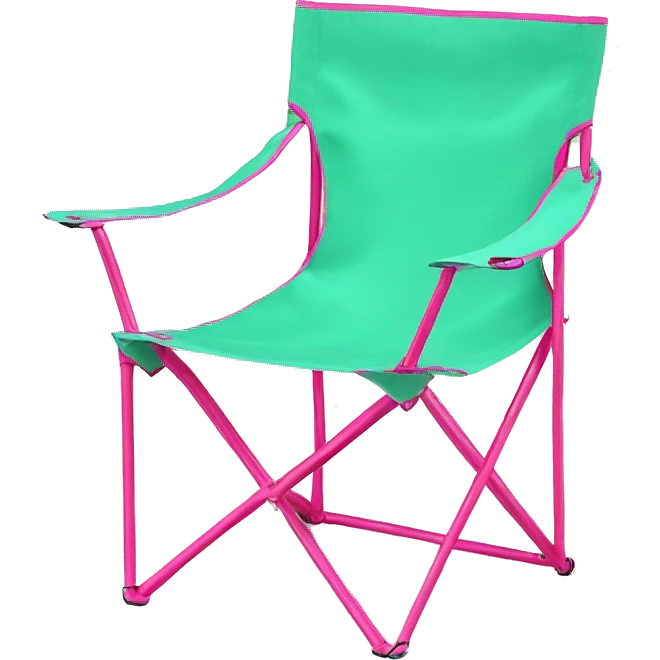 Realistic mint green and hot pink folding outdoor chair. emoji