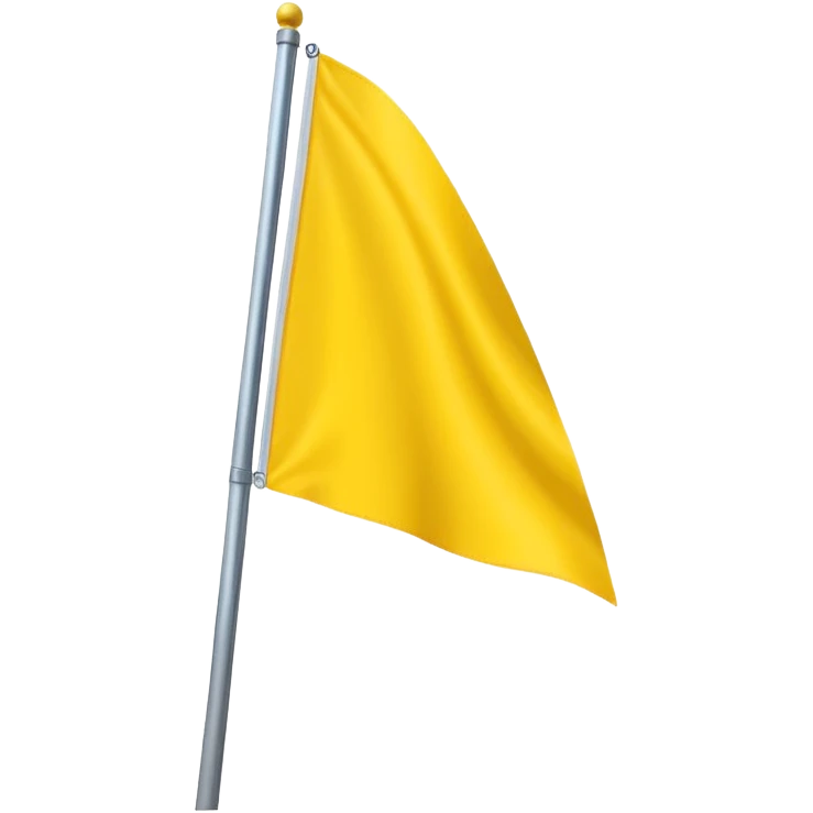 A simple triangular flag on a pole, solid bright yellow color, waving gently in the wind, realistic lighting and shadows, minimalistic background, high resolution emoji