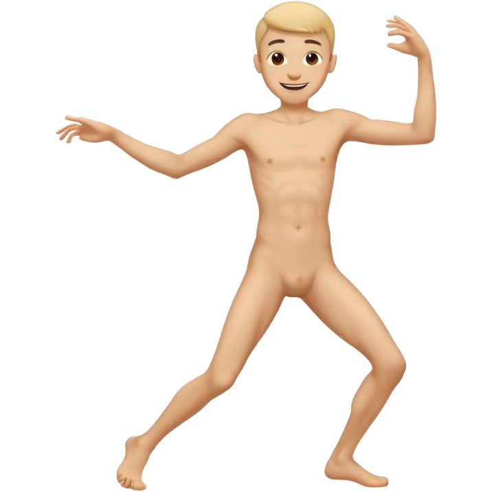 Skinny naked guy dancing happy emoji