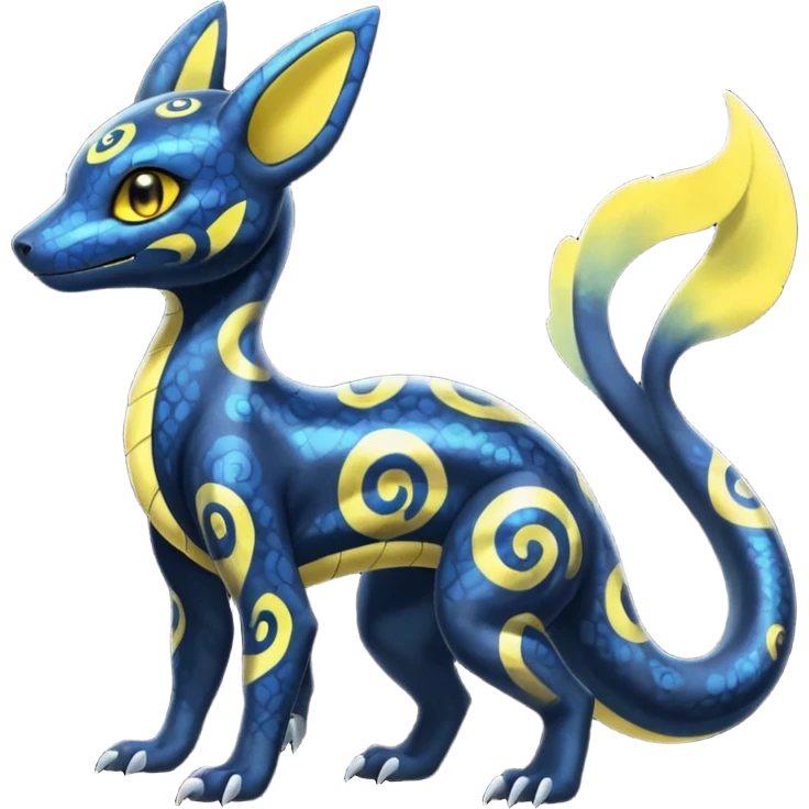 Nebulae Shiny Salandit-Umbreon-Fakémon-hybrid-creature (full body)  emoji
