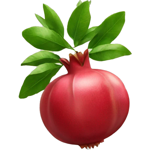 pomegranate showing inside with leaves emoji