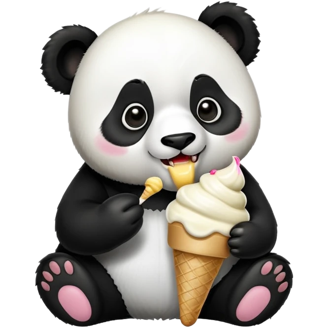 Panda eating ice cream emoji