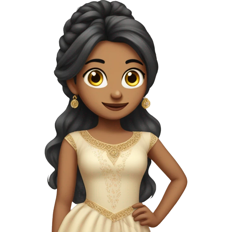 Priya girl wih big eye's long hairs an wearing lon gown emoji