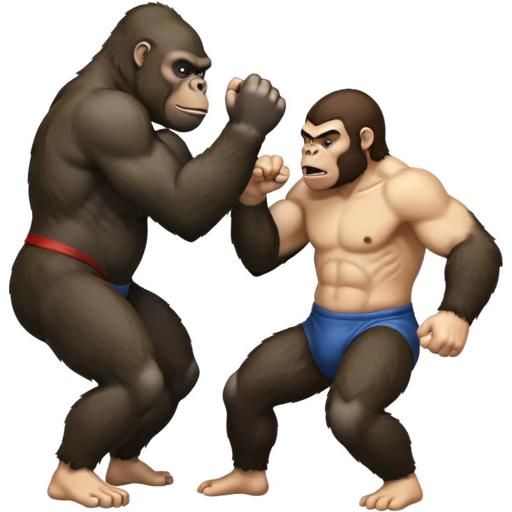 Gorilla punching a man emoji