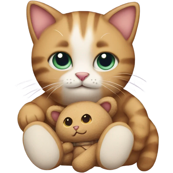 Cat holding a teddy bear  emoji