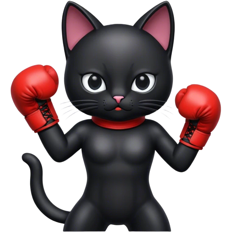 Black cat with boxing gloves on  emoji
