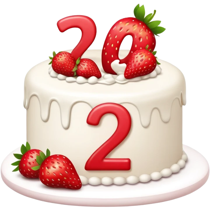 Strawberry birthday cake with the number 27 on it  emoji