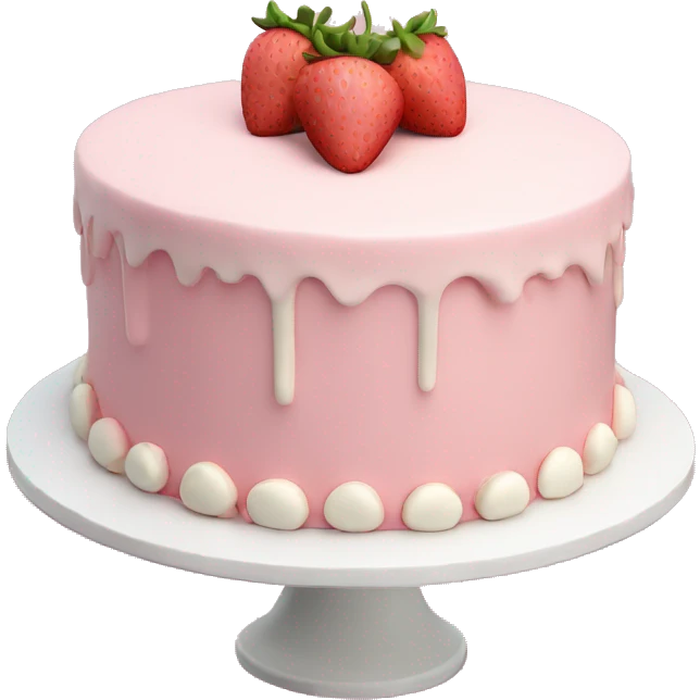 Light Pink strawberries and cream birthday cake  emoji