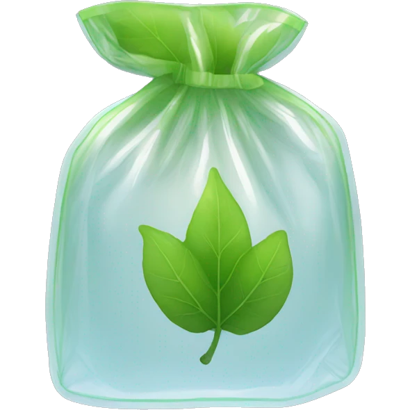 transparent ziplock bag with leaf inside emoji