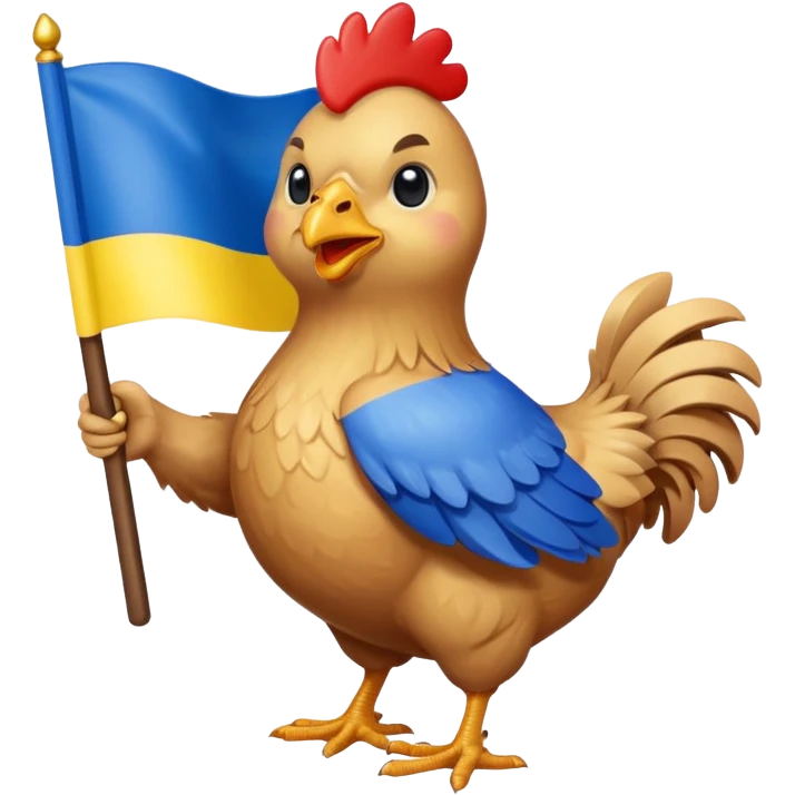 Chicken holding Ukraine flag emoji