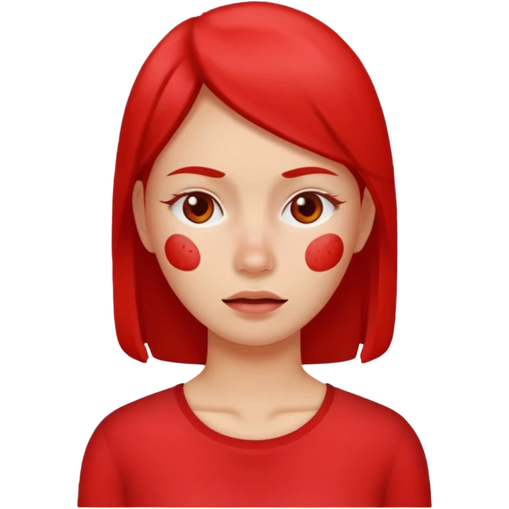 woman with red acne face emoji