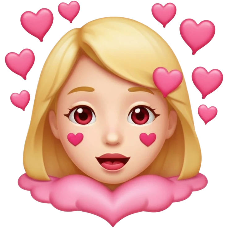 
A drooling, love-struck face emoji with floating pink hearts emoji