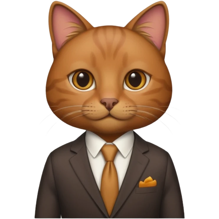 a brown and small cat and wear the suit emoji