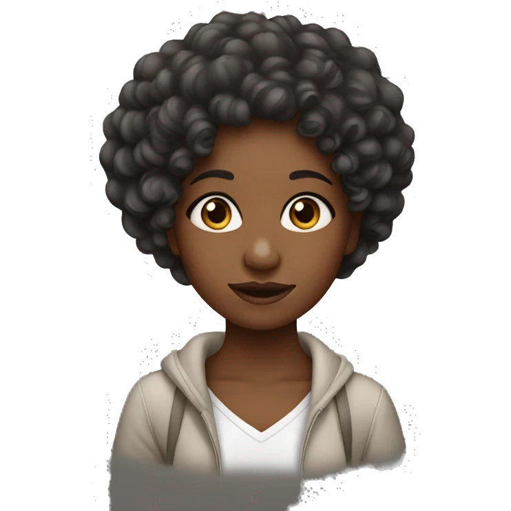 Black girl with curly hair ￼ emoji