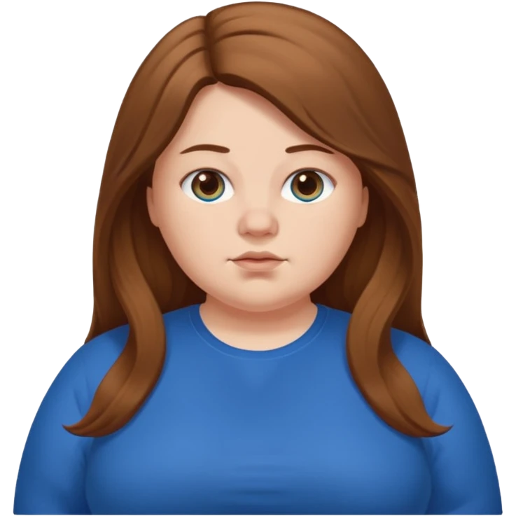 Fat white girl with brown long hair and blue clothes  emoji