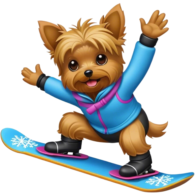 Yorkie snowboarding emoji