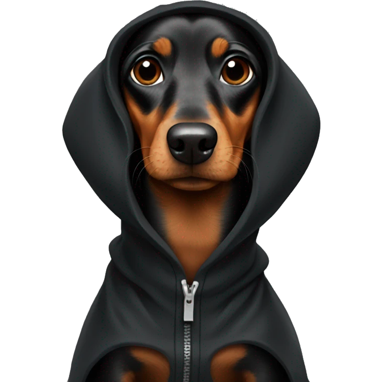Dachsund Black wear hood  emoji