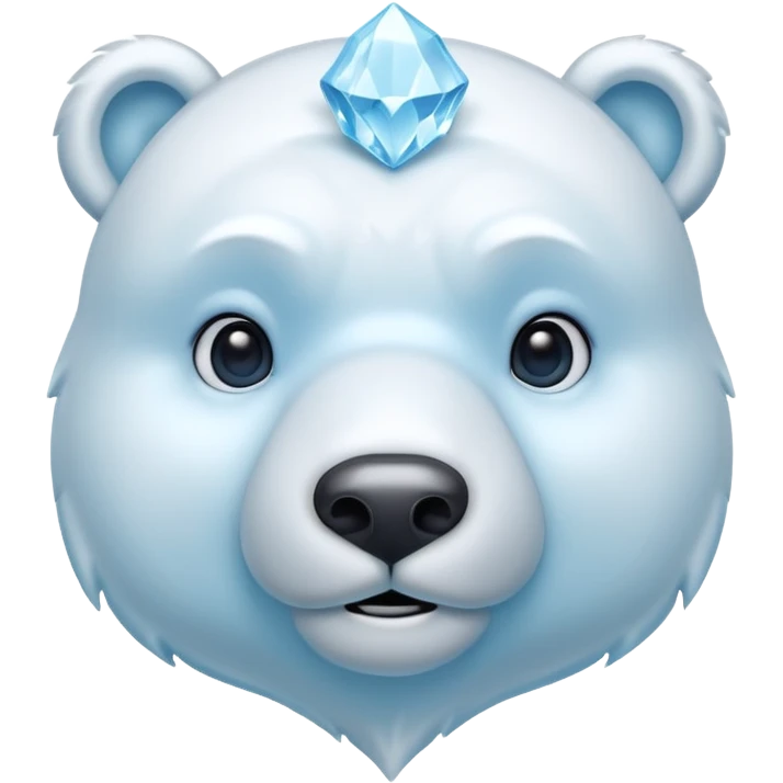 crystal polar bear character, icy crystal body, soft blue glow, cute but powerful, 3D cartoon, mobile game icon style, clean background, no text, no watermark



 emoji