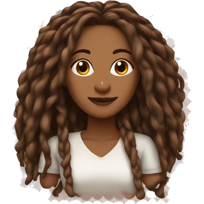 Brown skin beautiful woman with brown long locs emoji