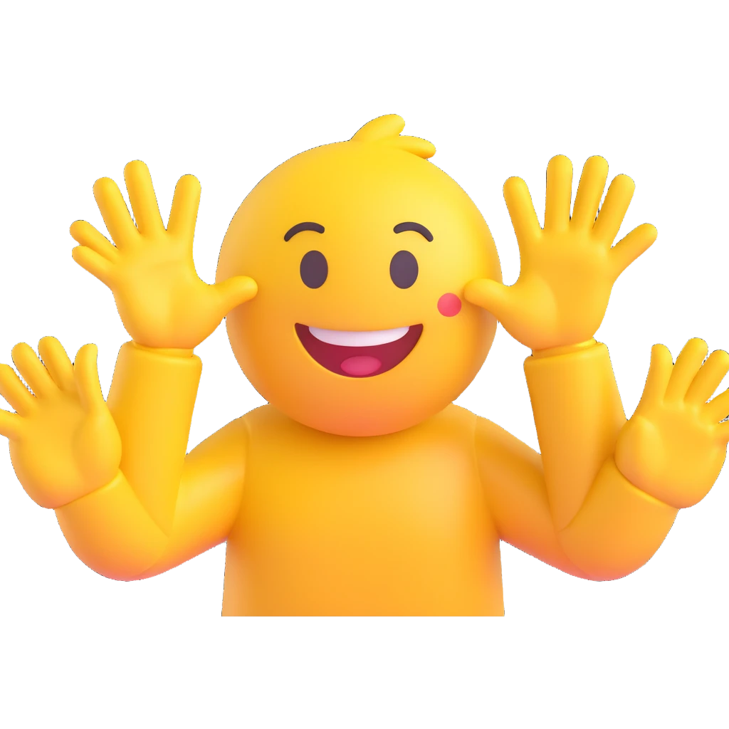 yellow emoji style ,  hands clapping, joyful celebration, focus on hands, motion blur, bright background emoji