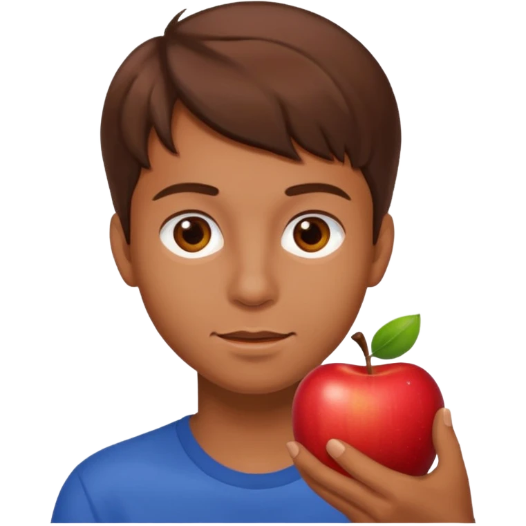 I want you to create an emoji of a SPANISH SERGEANT ,  He should be a young guy with brown hair, brown eyes, his skin color like he’s tan and he’s eating an apple  emoji
