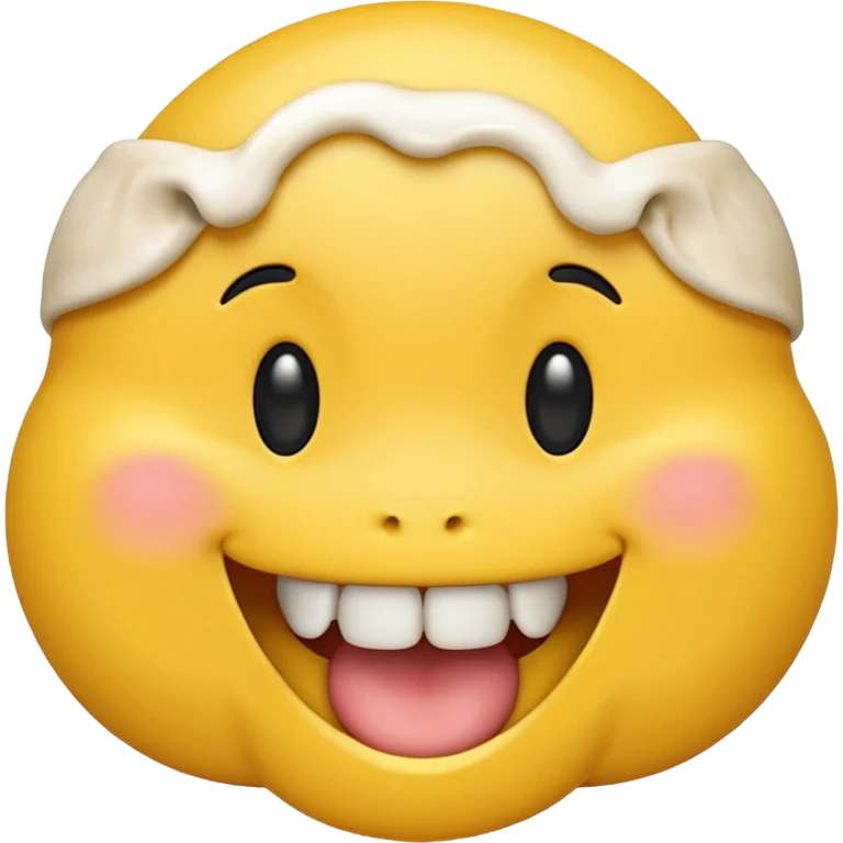 happy emoji with a yellow bone halfway out their mouth emoji