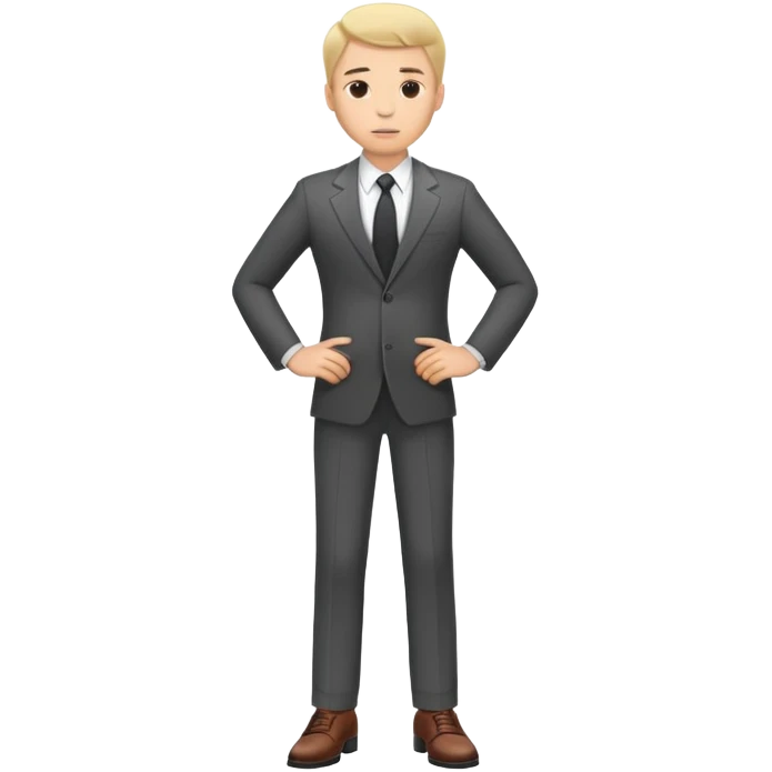 white man in suit and shoes, with hands on his hips emoji