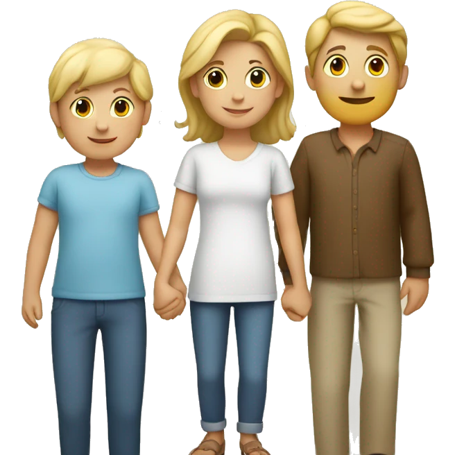 White Family holding hands child in the middle emoji
