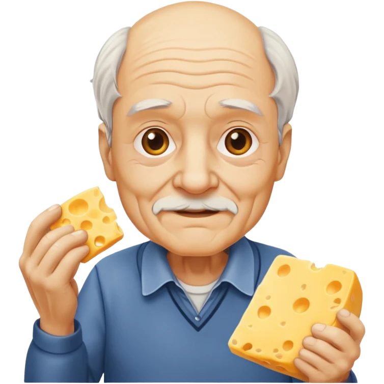 old man holding cheese piece emoji