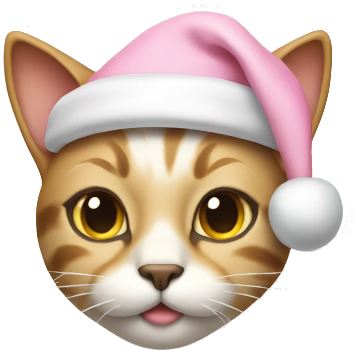 Cat with a light pink santa hat emoji