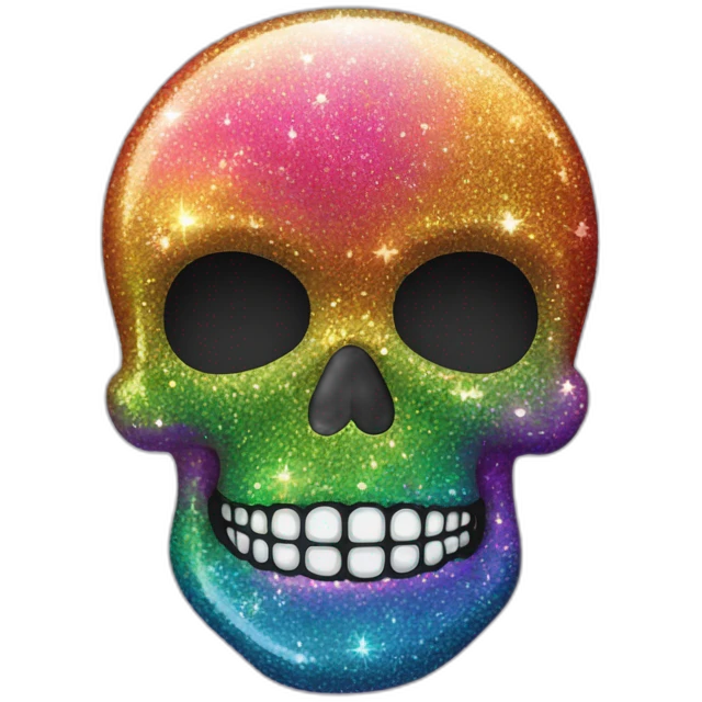 Rainbow glitter sparkle skull emoji