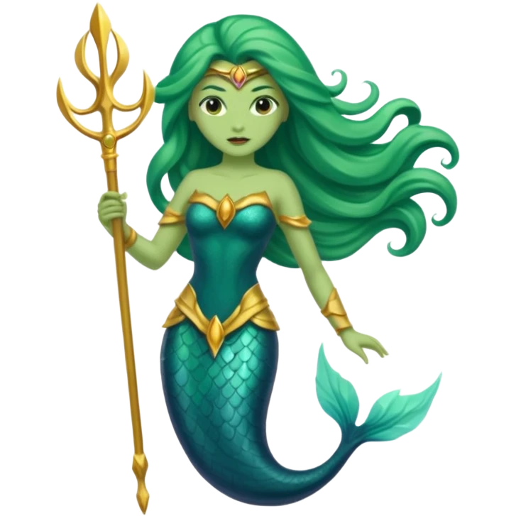 green aqua coloured siren trident emoji