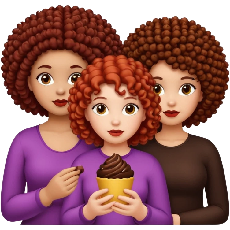 3 chicas.Una gordita rizada de color tigreñit claro oscuro, una coloradita faquita con el pelo pintado de color chocolate, una negrita de pelo afro, que todas sean bonitas plis. emoji