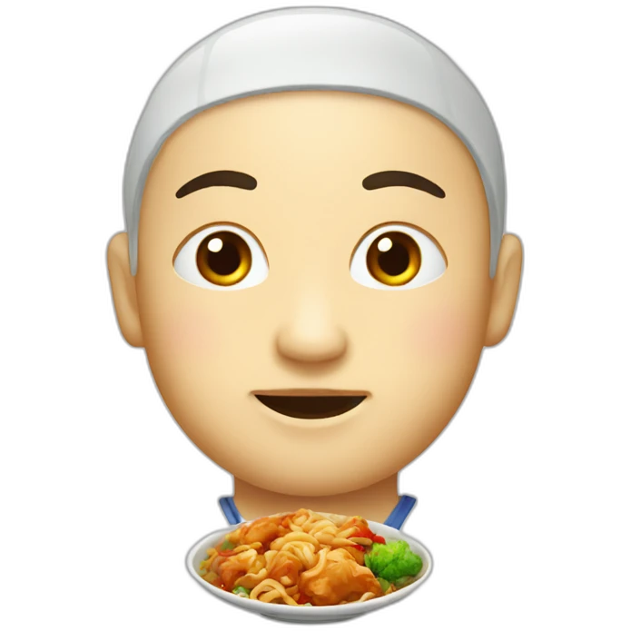 Chinese meal with a little face emoji