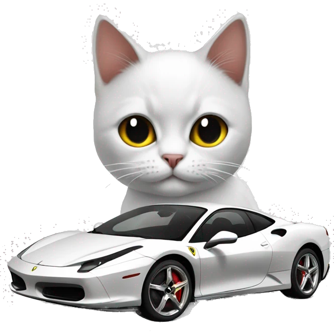 cat black and white with ferrari emoji