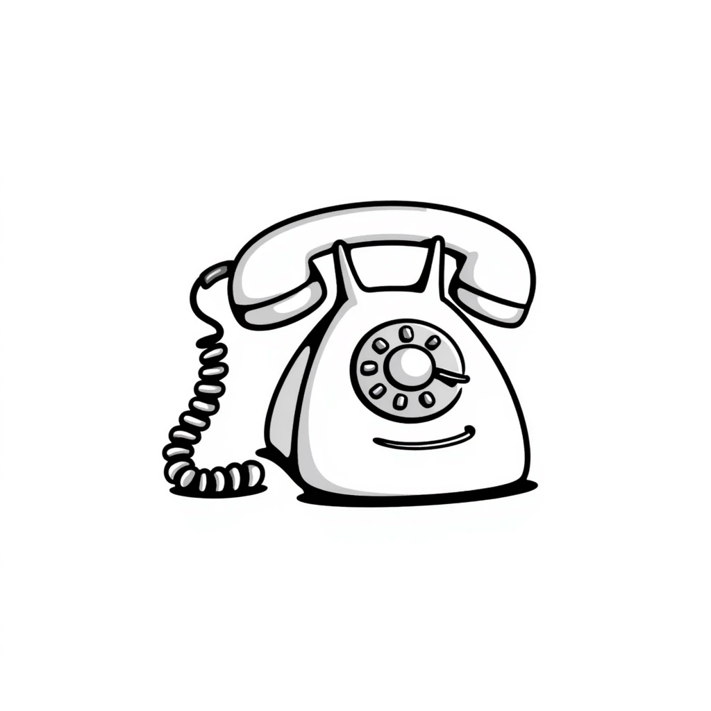 A simple hand-drawn corded telephone with handset and curly cord emoji
