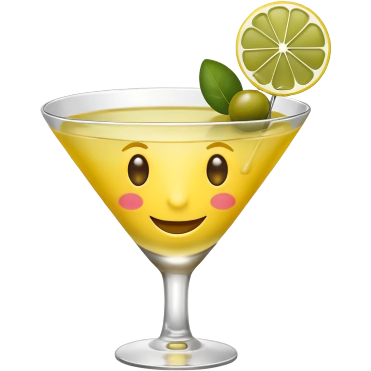 Yellow emoji face holding a martini emoji