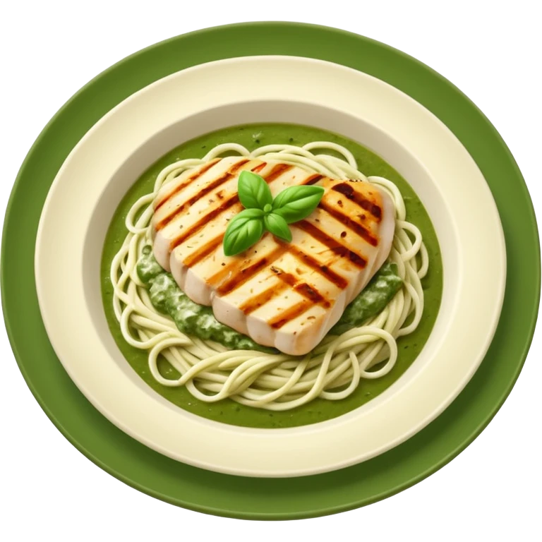 Pesto soslu tavuklu makarna emoji