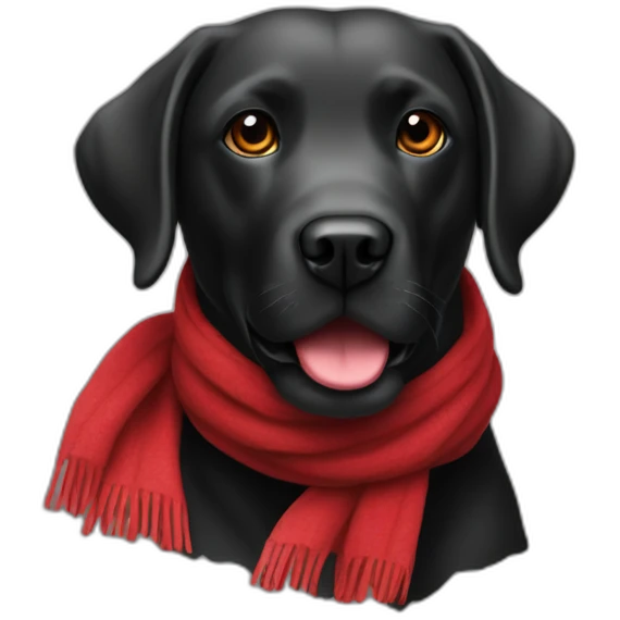Labrador couleur noir avec une écharpe rouge emoji