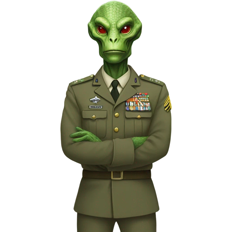 Reptilian Alien man general usa space force, full body,  emoji